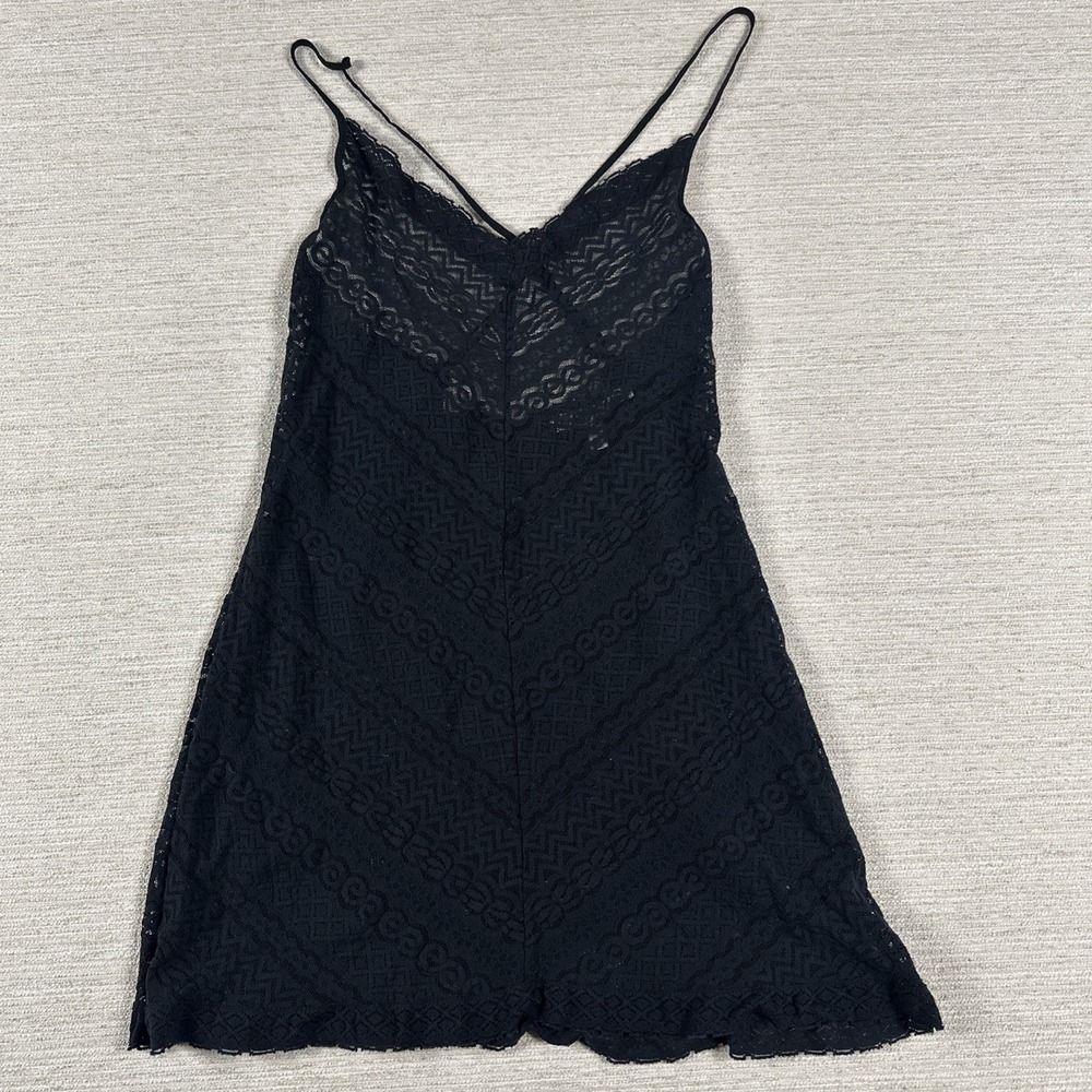 Victoria's Secret Sheer Lace Slip Dress Y2K Coquette Babydoll Black Med Mini